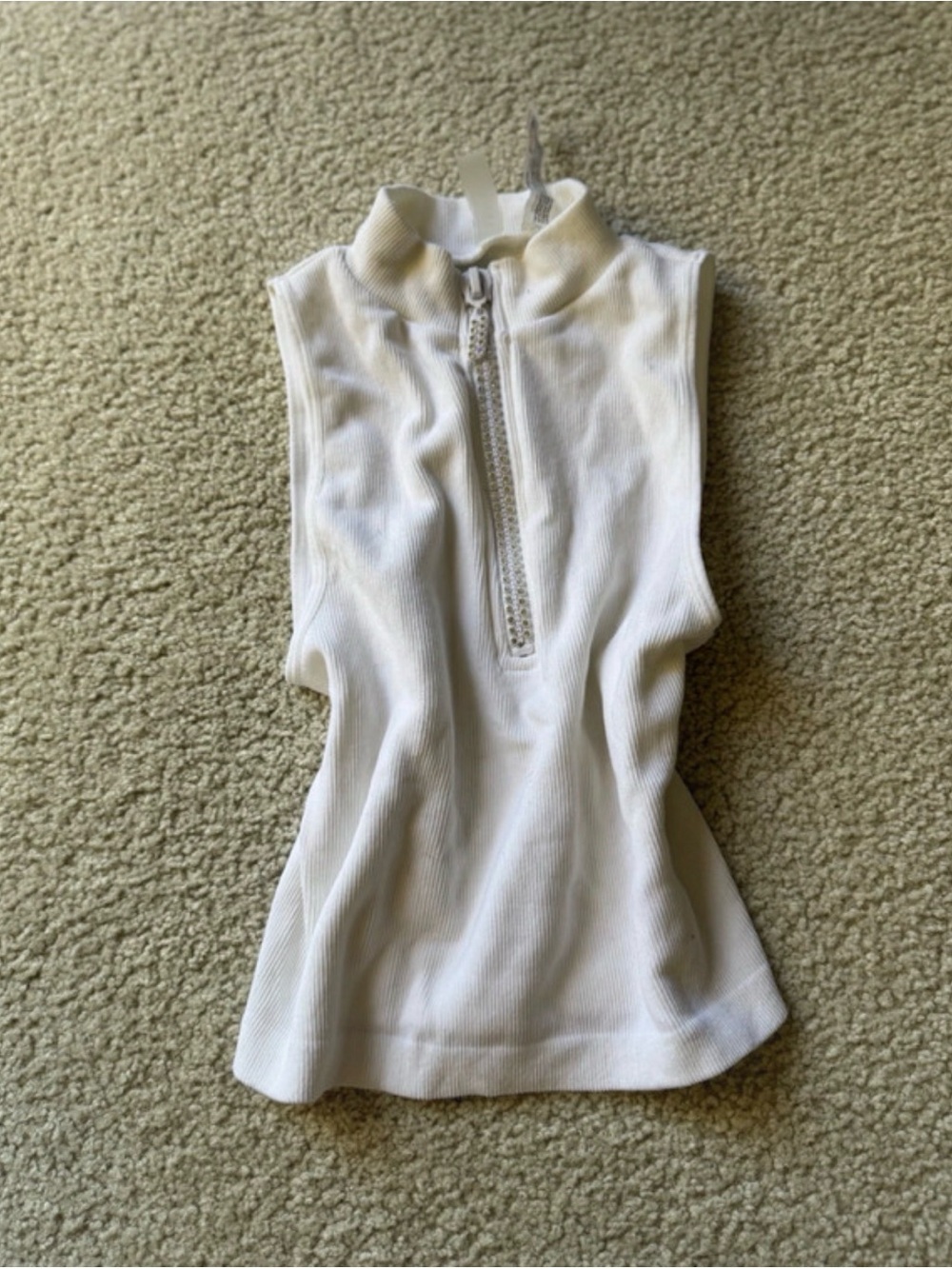 Sleeveless Ribbed Half-Zip Crop Top in White